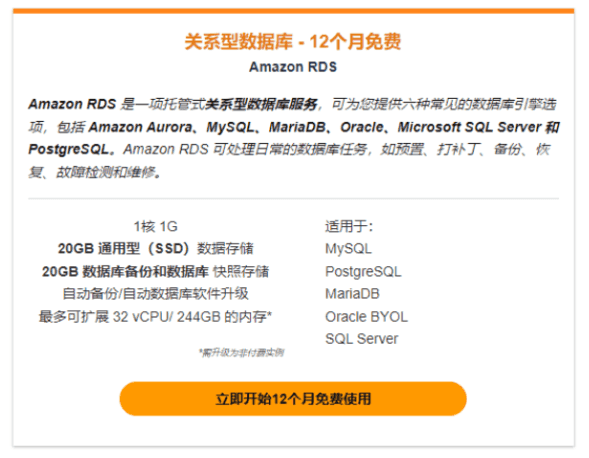 免费Amazon RDS